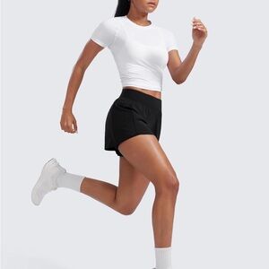 CRZ Yoga Women's 2-in-1 Black Athletic Shorts